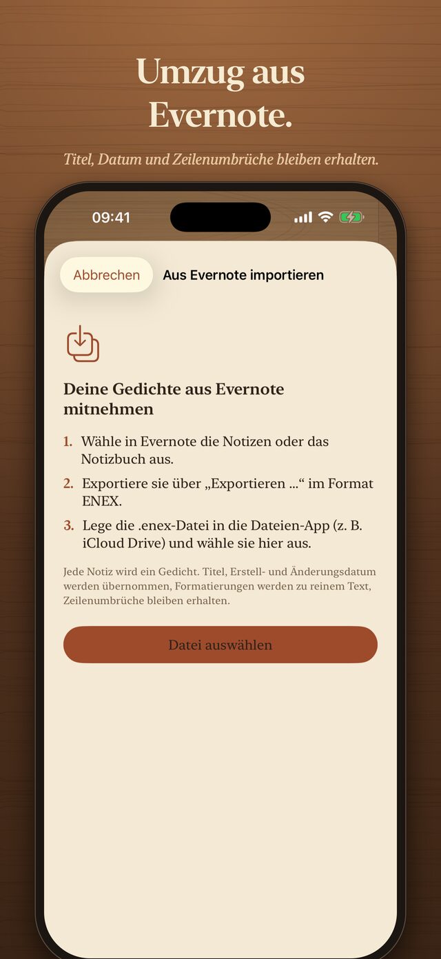Der Import aus Evernote